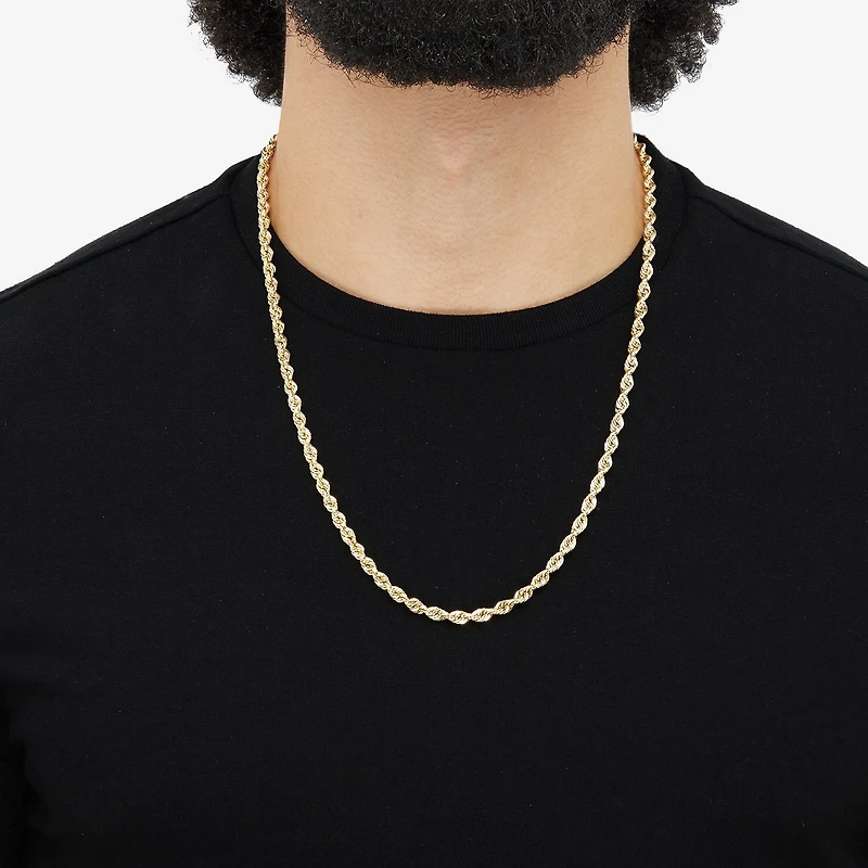 Unisex Adult 14K Gold 24 Inch Rope Chain Necklace
