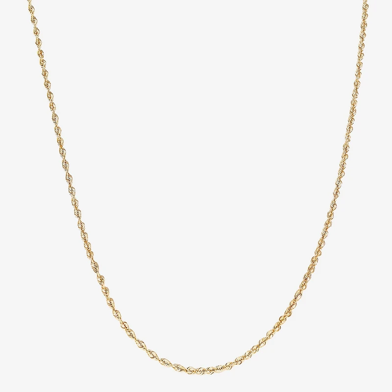 Unisex Adult 10K Gold 22 Inch Rope Chain Necklace