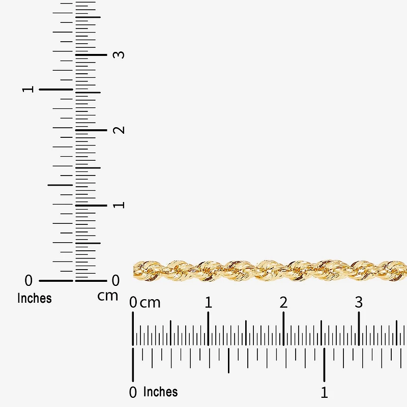 Unisex Adult 10K Gold 18 Inch Rope Chain Necklace