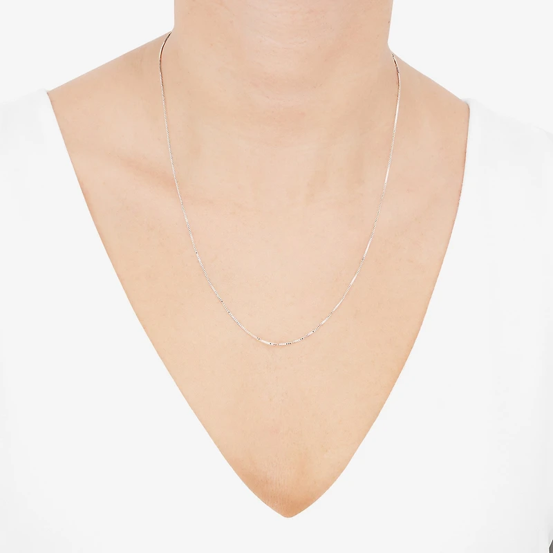 14K White Gold .75mm 16-24" Box Chain