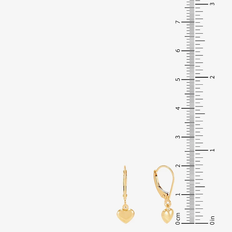 Womens 14K Gold Heart Drop Earrings