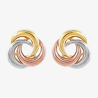 14K Tri-Color Gold 10mm Knot Stud Earrings