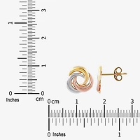 14K Tri-Color Gold 10mm Knot Stud Earrings
