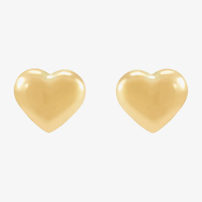 14K Gold 6.2mm Heart Stud Earrings