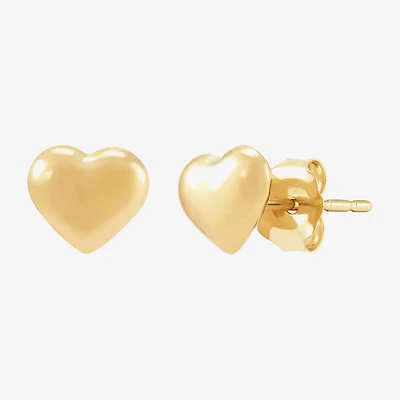 14K Gold 6.2mm Heart Stud Earrings