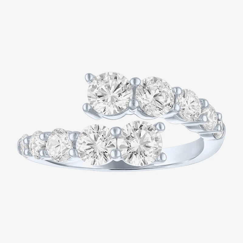 Diamond Addiction (G-H / Si2-I1) Womens 2 CT. T.W. Lab Grown White Sterling Silver Bypass Cocktail Ring