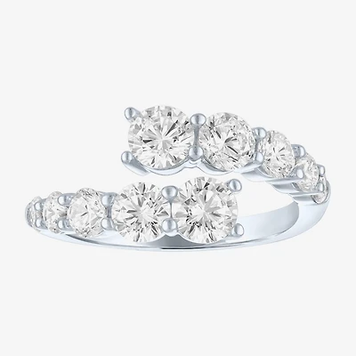 Diamond Addiction (G-H / Si2-I1) Womens 2 CT. T.W. Lab Grown White Sterling Silver Bypass Cocktail Ring