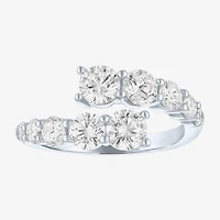 Diamond Addiction (G-H / Si2-I1) Womens 2 CT. T.W. Lab Grown White Sterling Silver Bypass  Cocktail Ring