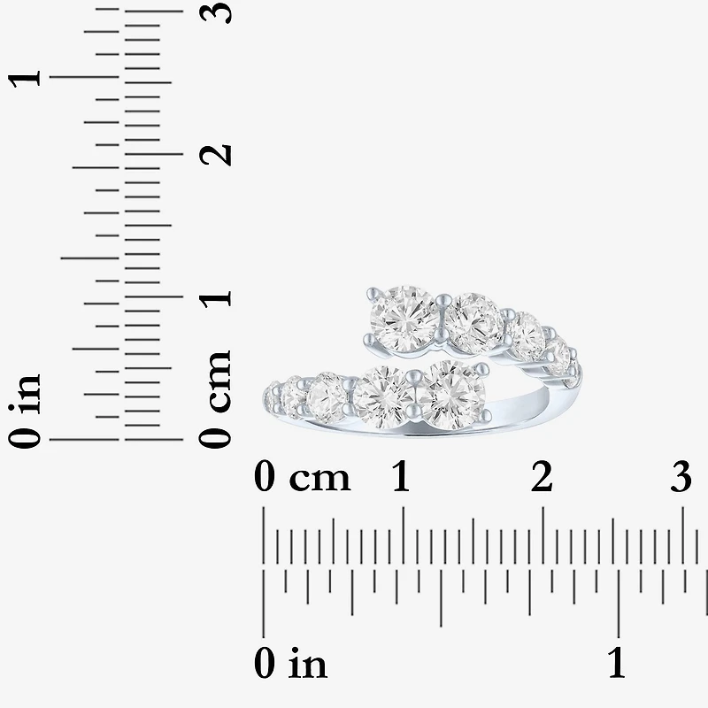 Diamond Addiction (G-H / Si2-I1) Womens 2 CT. T.W. Lab Grown White Sterling Silver Bypass Cocktail Ring