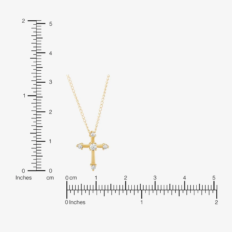 Limited Quantities! Girls White Cubic Zirconia 14K Gold Cross 13 Inch Pendant Necklace