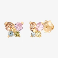 Limited Quantities! Multi Color Cubic Zirconia 14K Gold Butterfly Stud Earrings