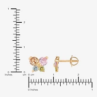 Limited Quantities! Multi Color Cubic Zirconia 14K Gold Butterfly Stud Earrings