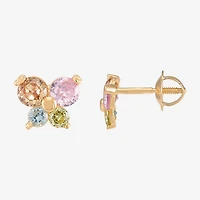 Limited Quantities! Multi Color Cubic Zirconia 14K Gold Butterfly Stud Earrings