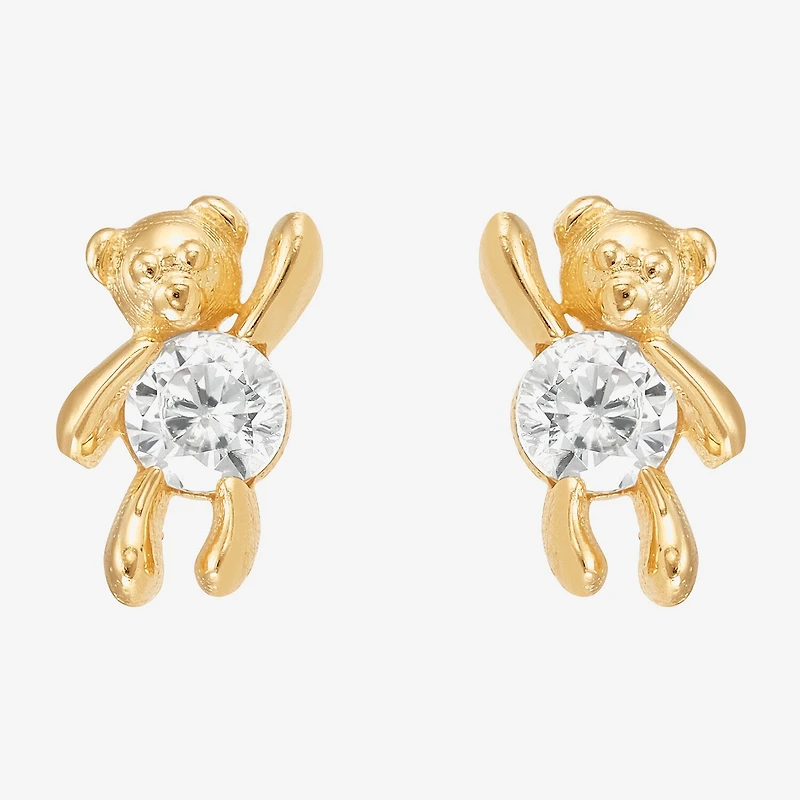 Limited Quantities! White Cubic Zirconia 14K Gold Stud Earrings