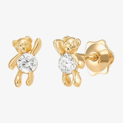 Limited Quantities! White Cubic Zirconia 14K Gold Stud Earrings