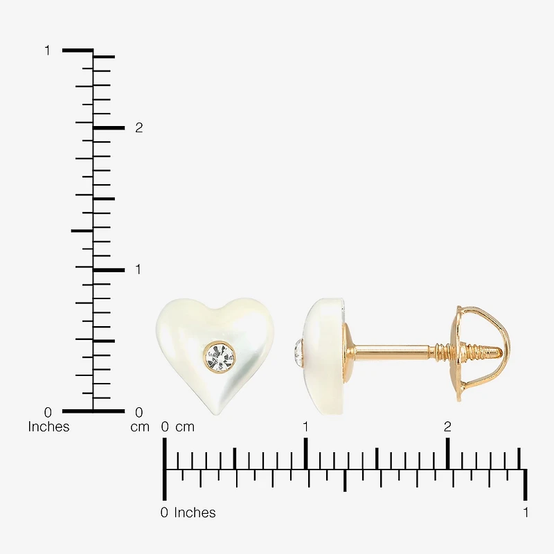 Limited Quantities! White Crystal 14K Gold 5.3mm Heart Stud Earrings