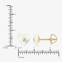 Limited Quantities! White Crystal 14K Gold 5.3mm Heart Stud Earrings