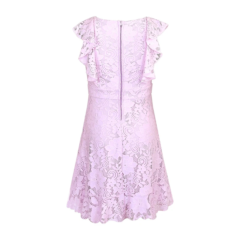 Lilt Big Kid Girls Short Sleeve Lace A-Line Dress