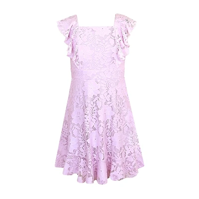 Lilt Big Kid Girls Short Sleeve Lace A-Line Dress