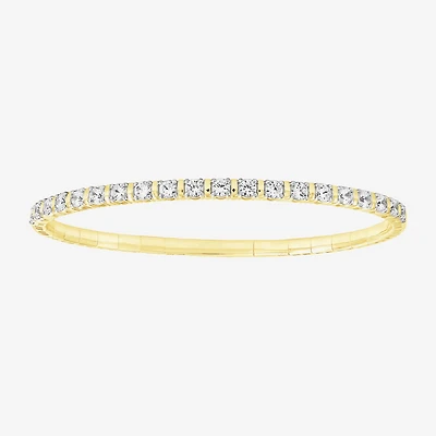 (F / Si2) Womens 2 CT. T.W. Lab Grown White Diamond 14K Gold Over Silver Bangle Bracelet