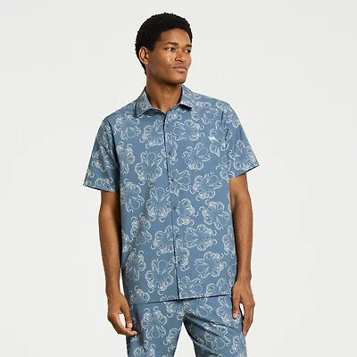 Hurley Mens Short Sleeve Regular Fit Button-Down Shirt