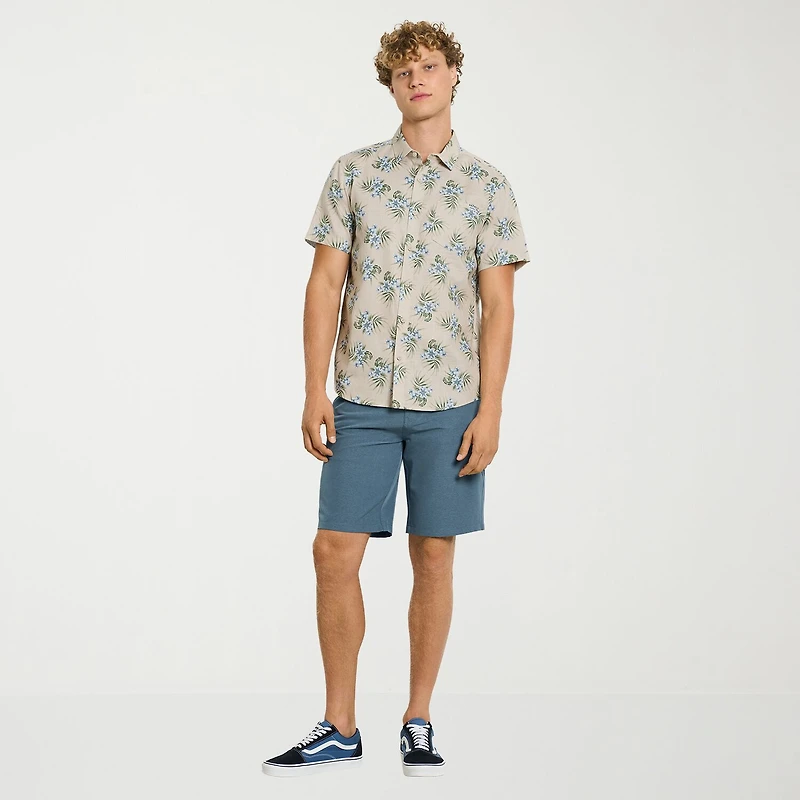Hurley Mens Short Sleeve Regular Fit Button-Down Shirt