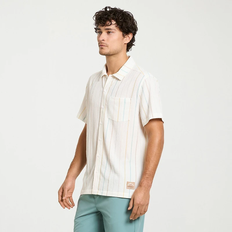 Hurley Mens Short Sleeve Regular Fit Stretch Fabric Button-Down Shirt