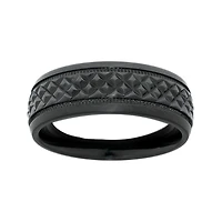 Mens Textured Black Zirconium Wedding Band