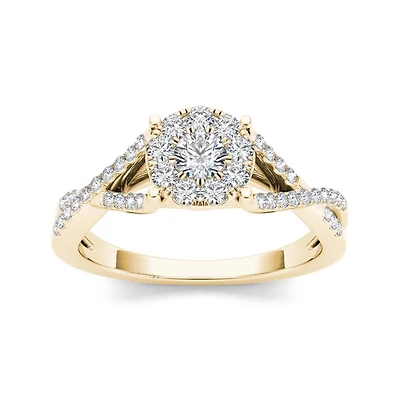 3/4 CT.T.W. Natural Diamond 10K Yellow Gold Engagement Ring