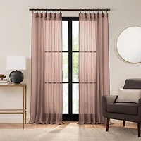 Fieldcrest Luxury Linen Border Stripe Rod Pocket Back Tab Sheer Single Curtain Panel