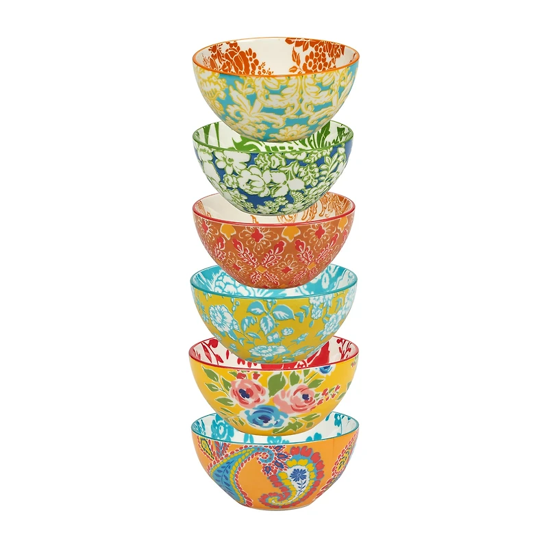 Certified International Damask Floral 6pc Earthenware Cereal Bow Set