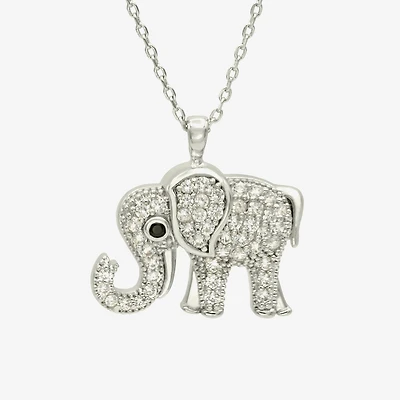 Sparkle Allure Elephant Womens Cubic Zirconia Pure Silver Over Brass 16 Inch Pendant Necklace