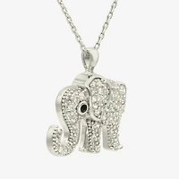 Sparkle Allure Elephant Womens Cubic Zirconia Pure Silver Over Brass 16 Inch Pendant Necklace