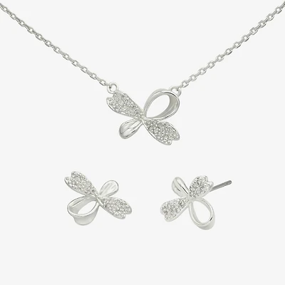 Sparkle Allure Womens Cubic Zirconia Pure Silver Over Brass Bow 2-pc. Jewelry Set