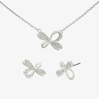 Sparkle Allure Womens Cubic Zirconia Pure Silver Over Brass Bow 2-pc. Jewelry Set