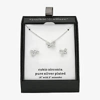 Sparkle Allure Womens Cubic Zirconia Pure Silver Over Brass Bow 2-pc. Jewelry Set