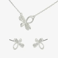 Sparkle Allure Womens Cubic Zirconia Pure Silver Over Brass Bow 2-pc. Jewelry Set