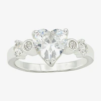 Sparkle Allure Womens Cubic Zirconia Pure Silver Over Brass Heart Cocktail Ring