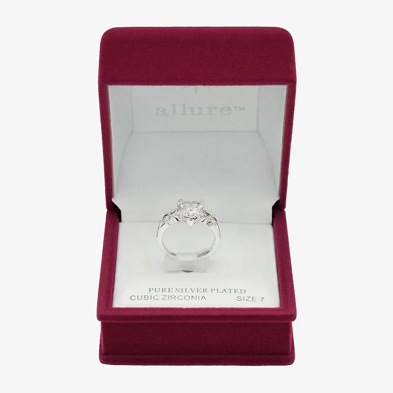 Sparkle Allure Womens Cubic Zirconia Pure Silver Over Brass Heart Cocktail Ring