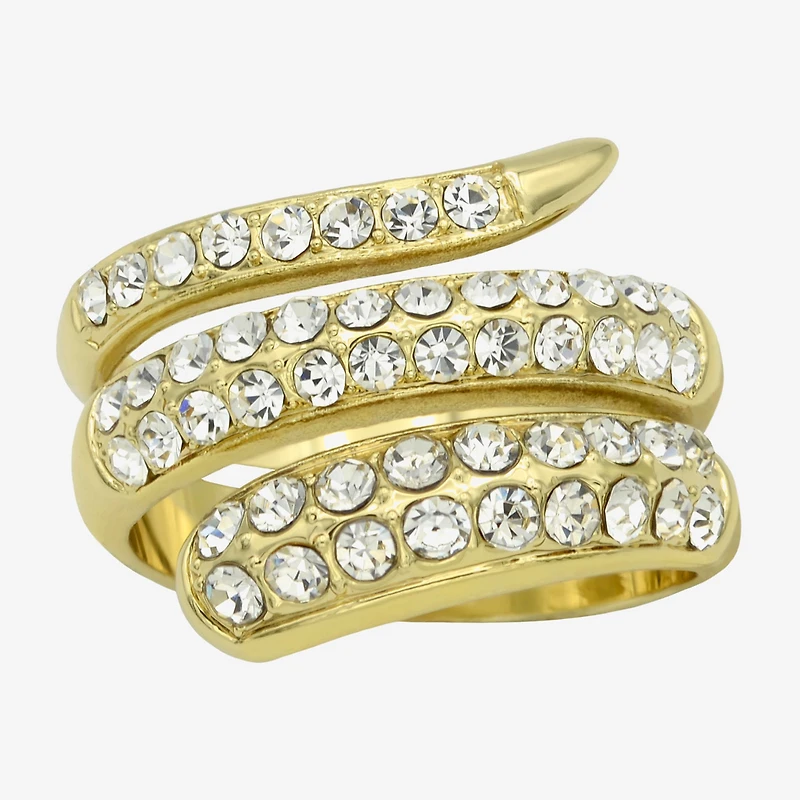 Sparkle Allure Snake Wrap Womens 9M Crystal 14K Gold Over Brass Bypass Band
