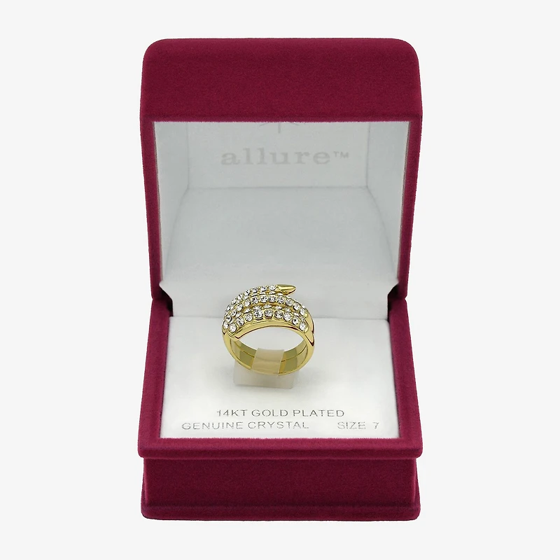 Sparkle Allure Snake Wrap Womens 9M Crystal 14K Gold Over Brass Bypass Band