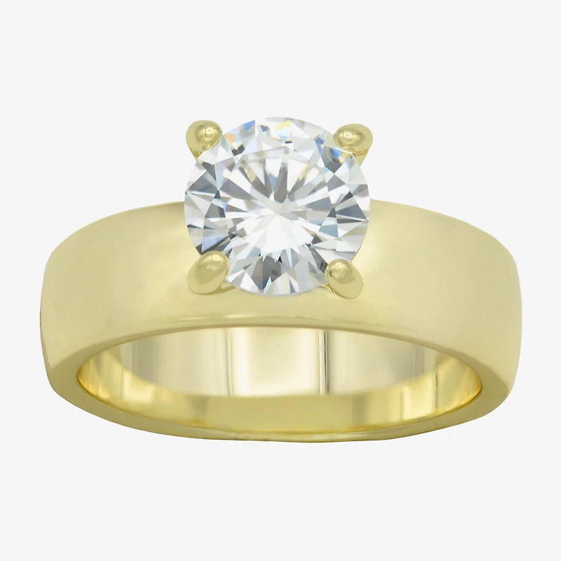 Sparkle Allure Womens Cubic Zirconia 14K Gold Over Brass Round Engagement Ring