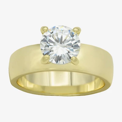 Sparkle Allure Womens Cubic Zirconia 14K Gold Over Brass Round Engagement Ring