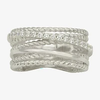 Sparkle Allure Womens 6.8mm Cubic Zirconia Pure Silver Over Brass Crossover Band