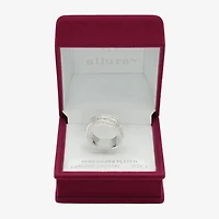 Sparkle Allure Womens 6.8mm Cubic Zirconia Pure Silver Over Brass Crossover Band