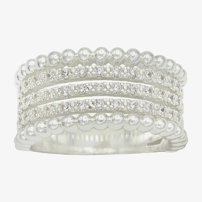 Sparkle Allure Womens 6MM Cubic Zirconia Pure Silver Over Brass Band