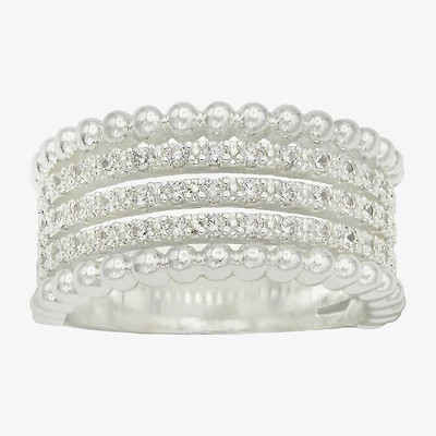 Sparkle Allure Womens 6MM Cubic Zirconia Pure Silver Over Brass Band