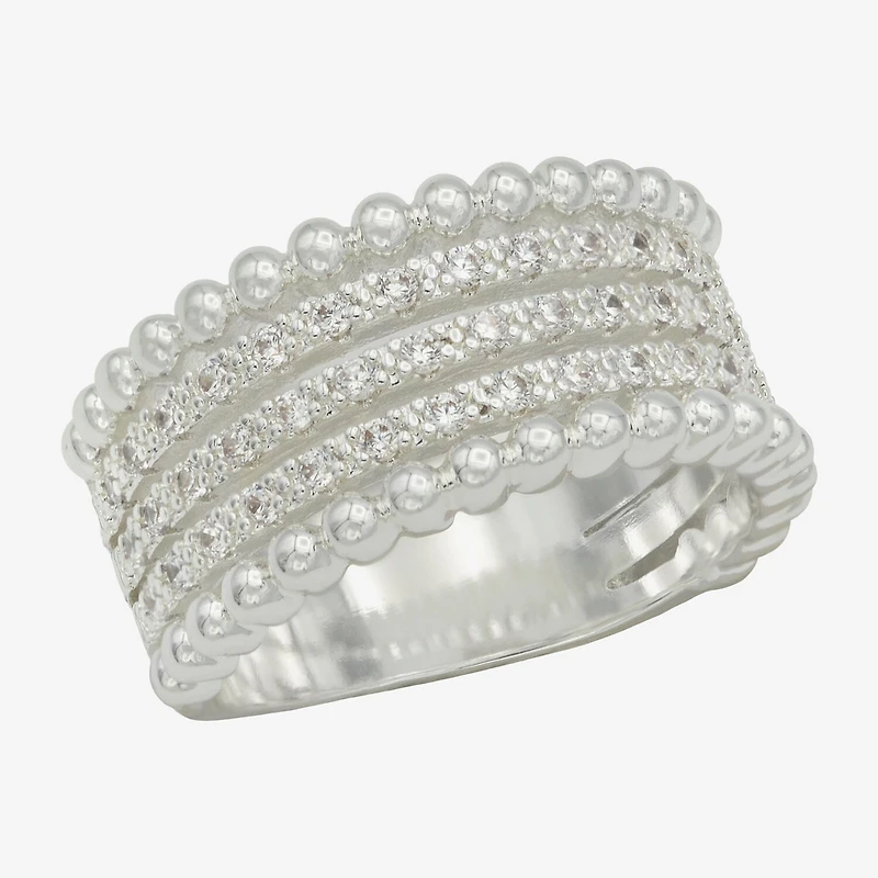 Sparkle Allure Womens 6MM Cubic Zirconia Pure Silver Over Brass Band