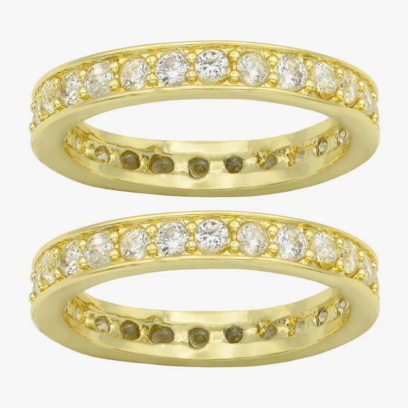 Sparkle Allure Womens Cubic Zirconia 14K Gold Over Brass Eternity Ring Set