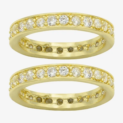 Sparkle Allure Womens Cubic Zirconia 14K Gold Over Brass Eternity Ring Set